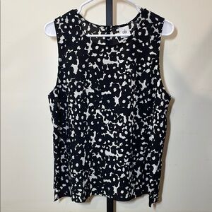 CAbi Black and White Sleeveless Blouse